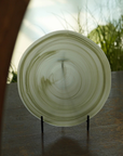 Cloudy Frosted Glass Plate Green