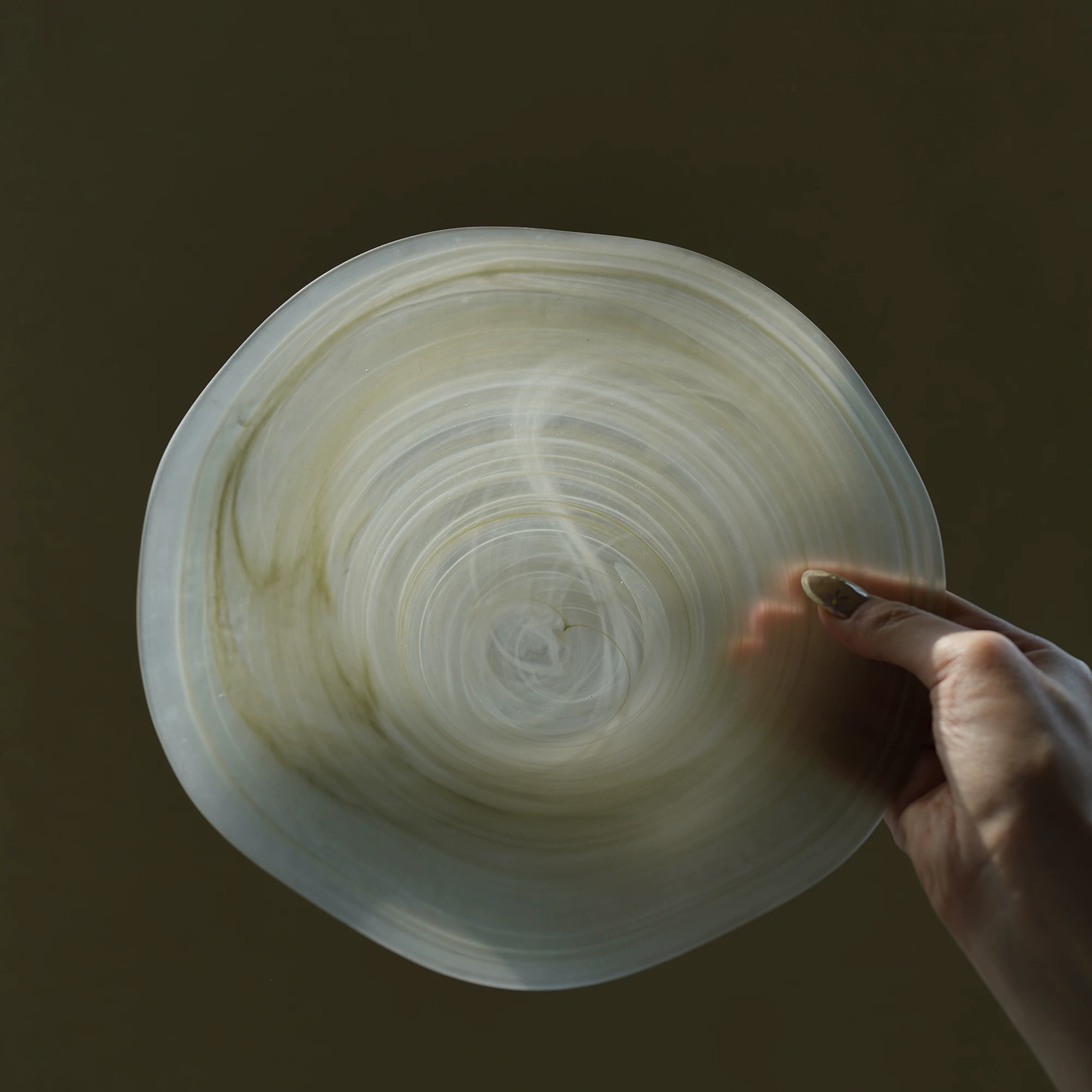 Cloudy Frosted Glass Plate Green