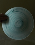 Cloudy Frosted Glass Plate Blue