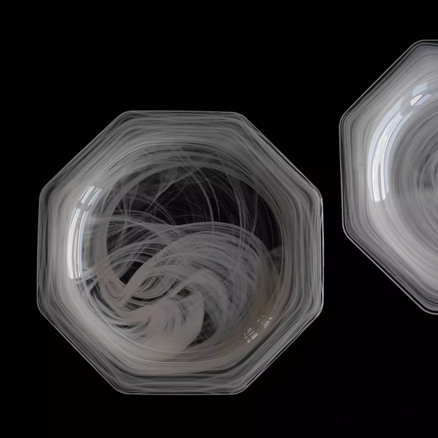 Round Octagonal Cloudy Glass Plate White