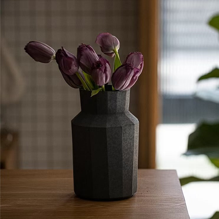 Polygonal Wide-mouthed Porcelain Vase