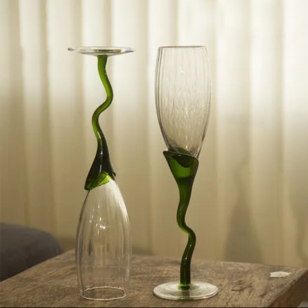 Dark Green Vintage Champagne Glass
