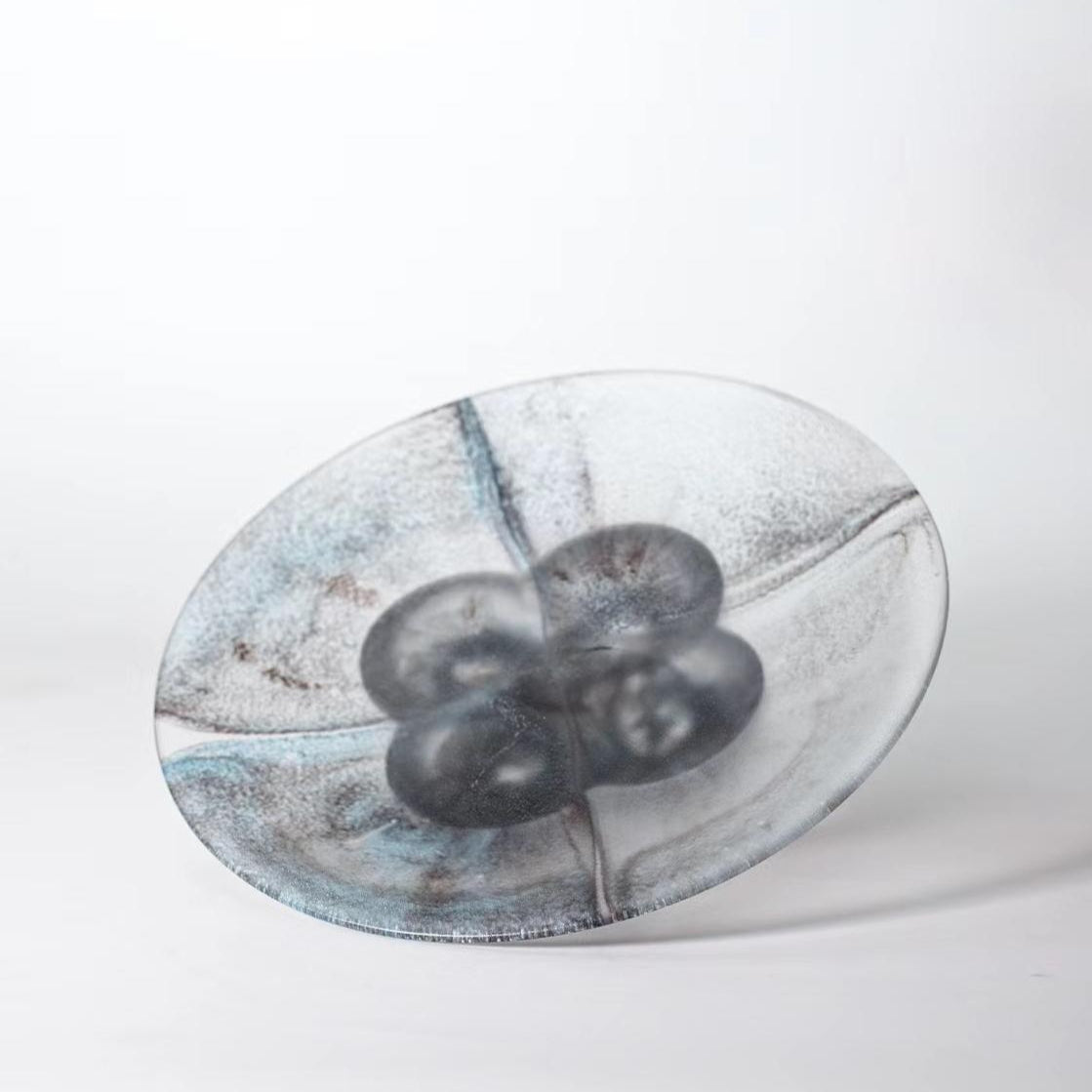 Chinese Ink Wash Glass Serving Plate