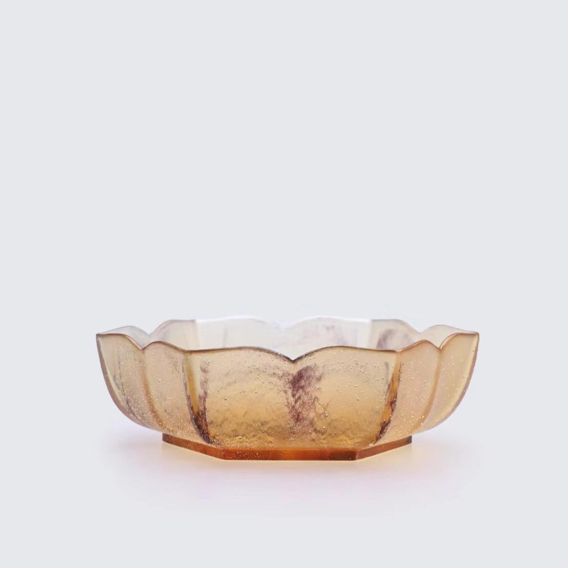 Rhombus Flower Glass Plate - Blazing Amber Color