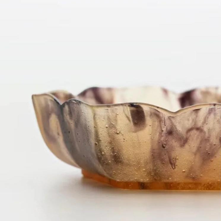 Rhombus Flower Glass Plate - Blazing Amber Color