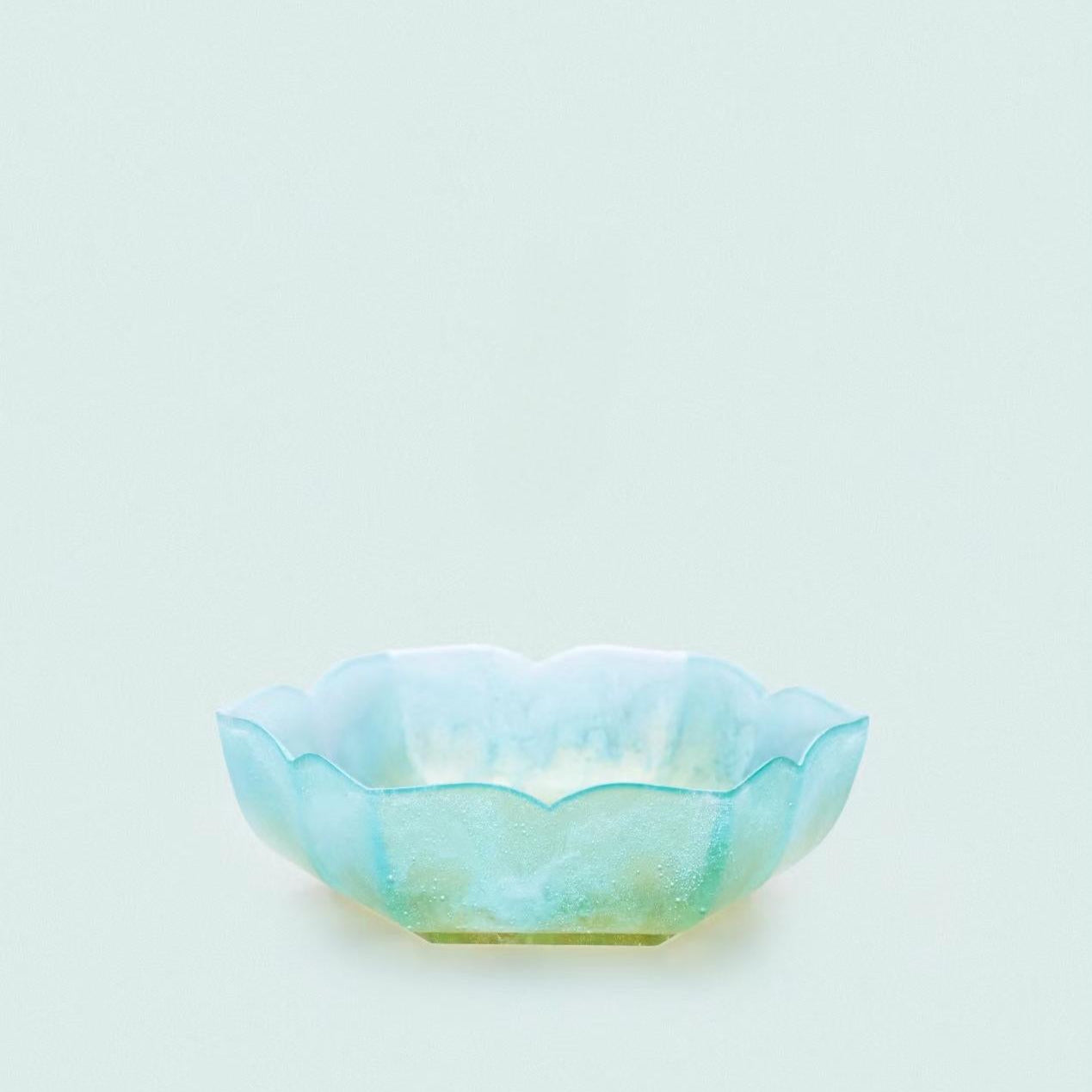Rhombus Flower Glass Plate - Jade Green