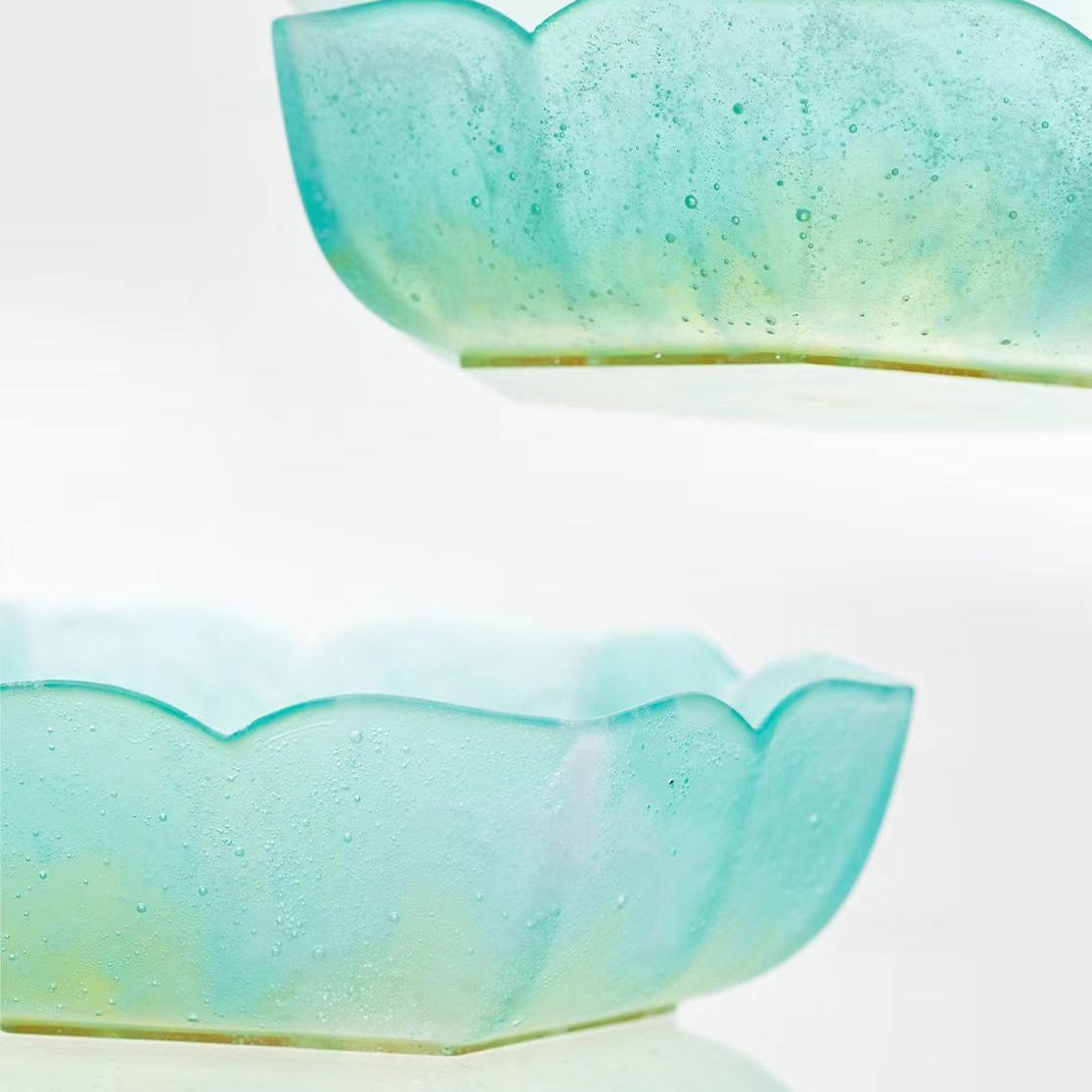Rhombus Flower Glass Plate - Jade Green