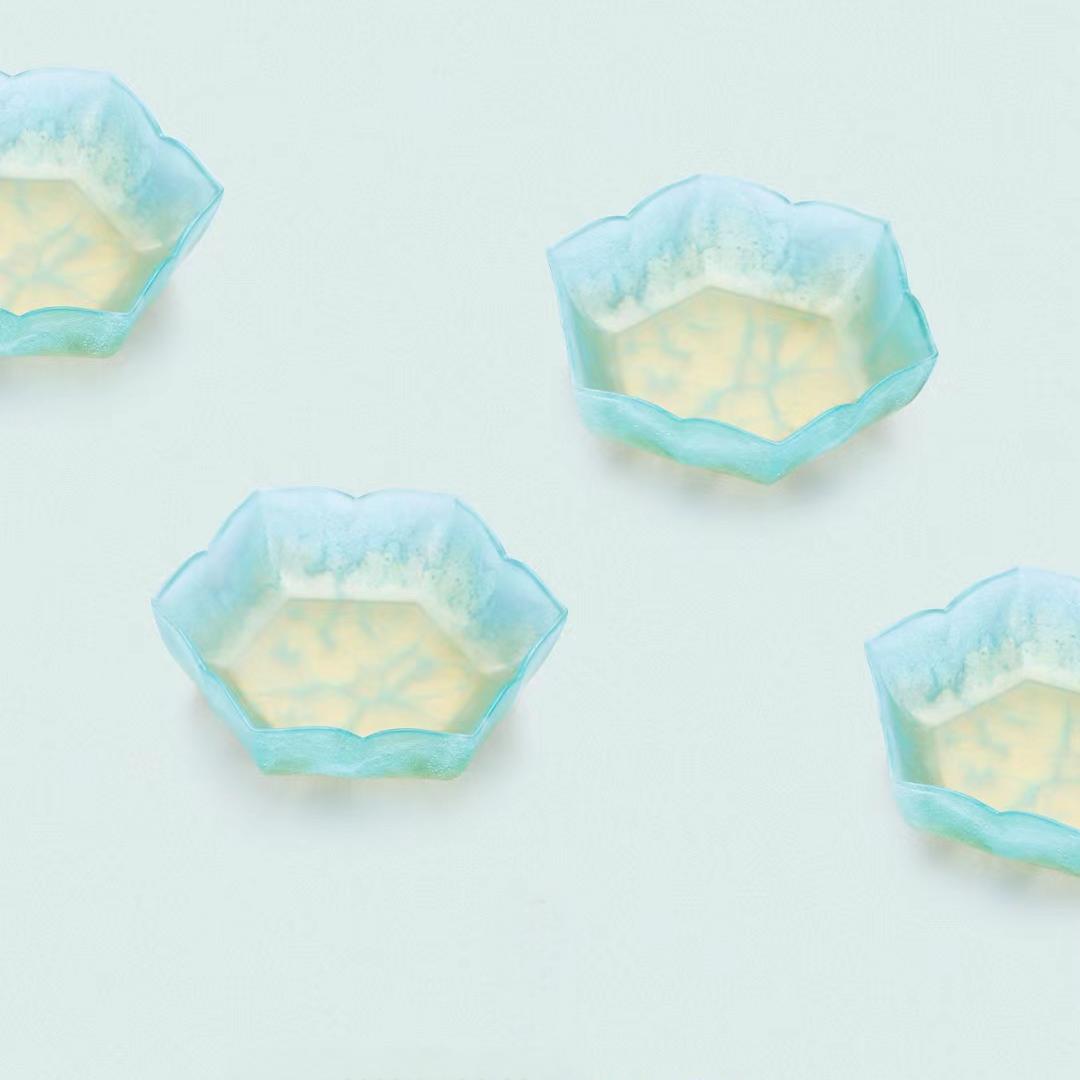 Rhombus Flower Glass Plate - Jade Green
