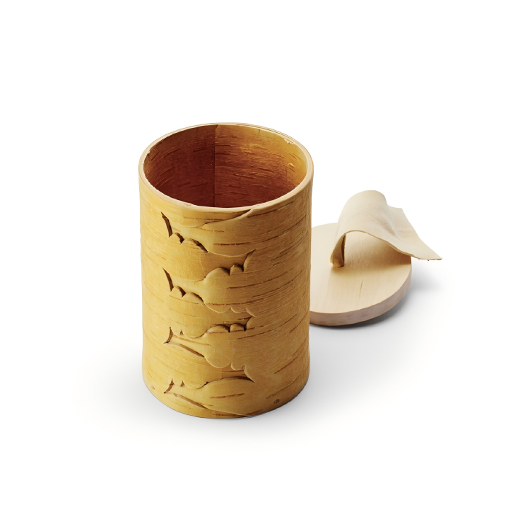 Handmade Birch Bark Storage Container (Round)