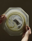 Round Octagonal Cloudy Glass Plate Green