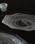 Rectangular Octagonal Cloudy Glass Plate White