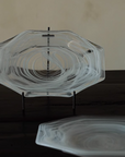 Rectangular Octagonal Cloudy Glass Plate White