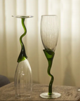Dark Green Vintage Champagne Glass