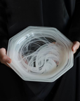 Round Octagonal Cloudy Glass Plate White