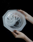 Round Octagonal Cloudy Glass Plate White