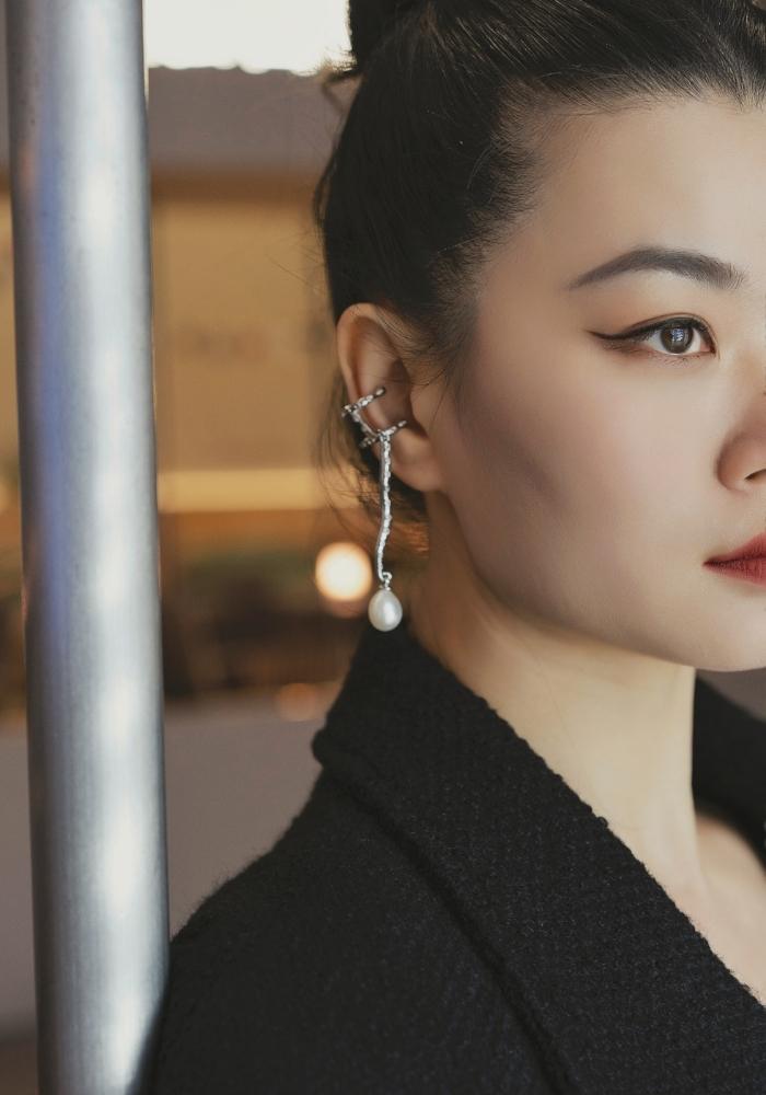 Cultured Baroque Pearl Octopus Leg Ear Cuff
