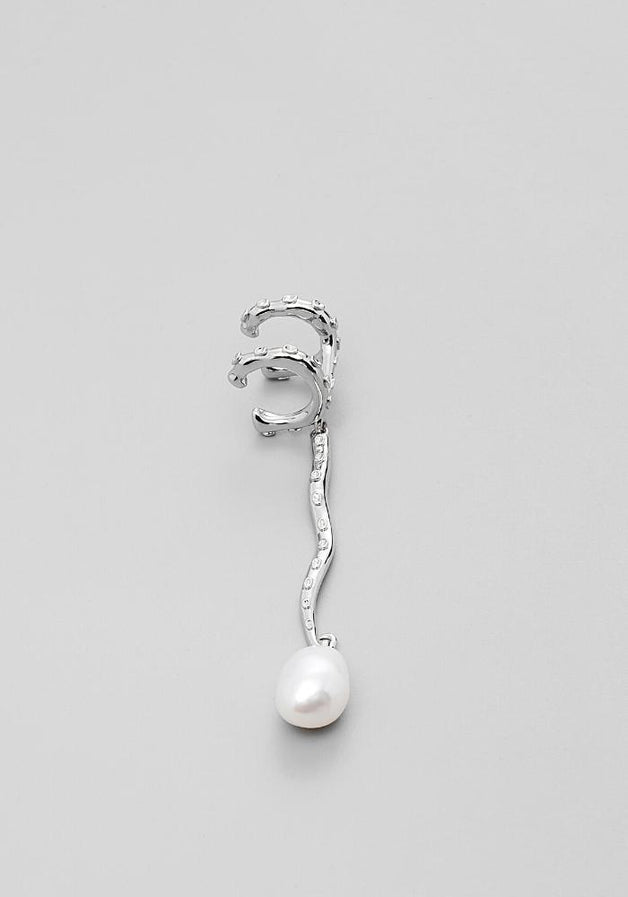 Cultured Baroque Pearl Octopus Leg Ear Cuff