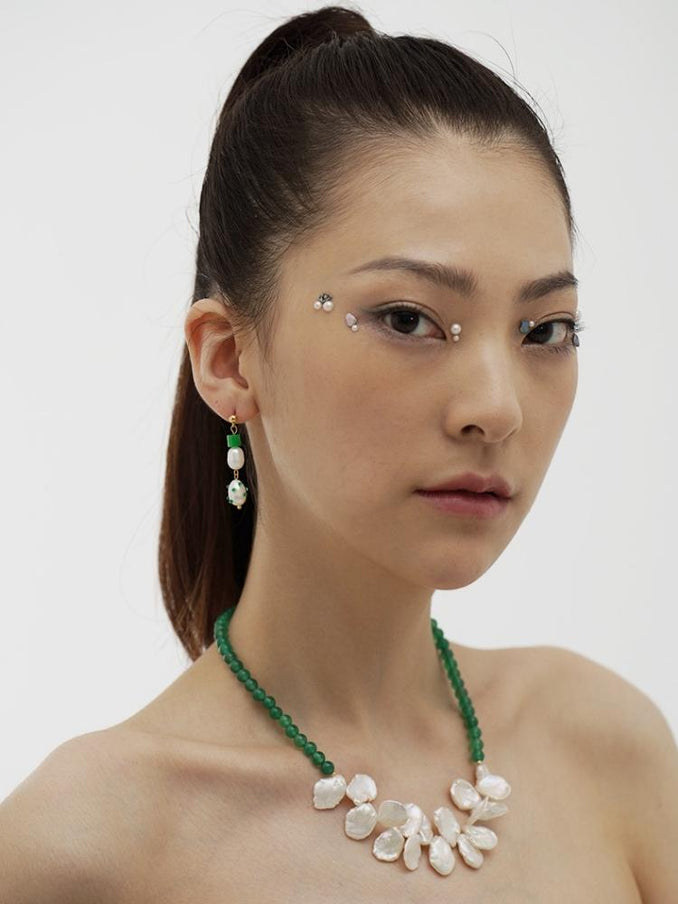 Green Agate Petal Necklace