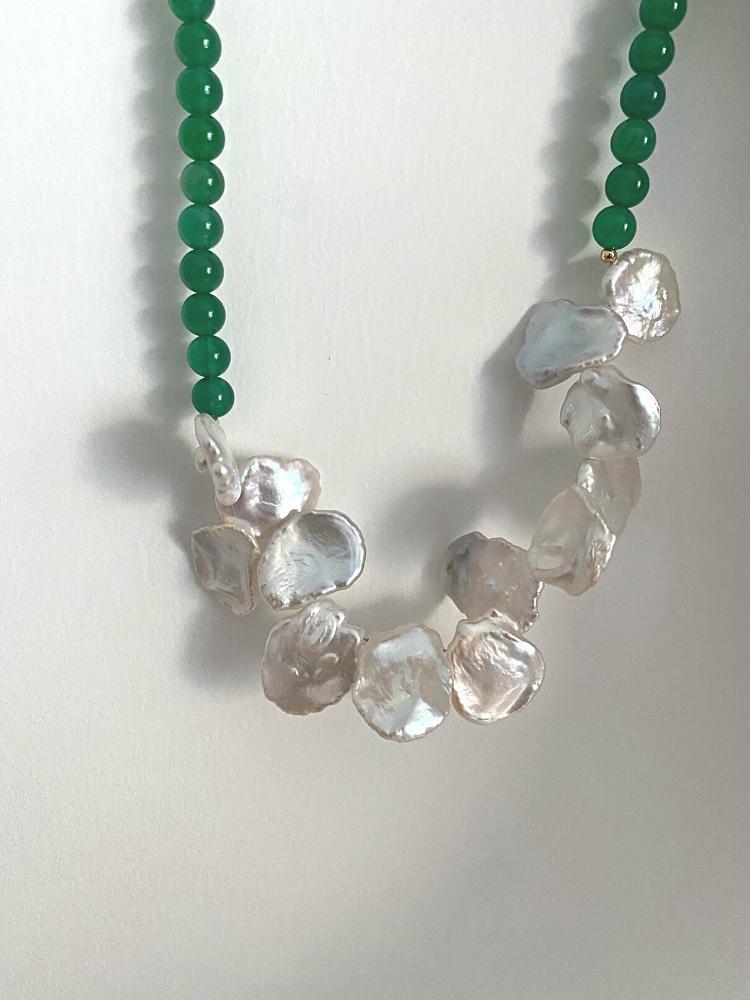 Green Agate Petal Necklace