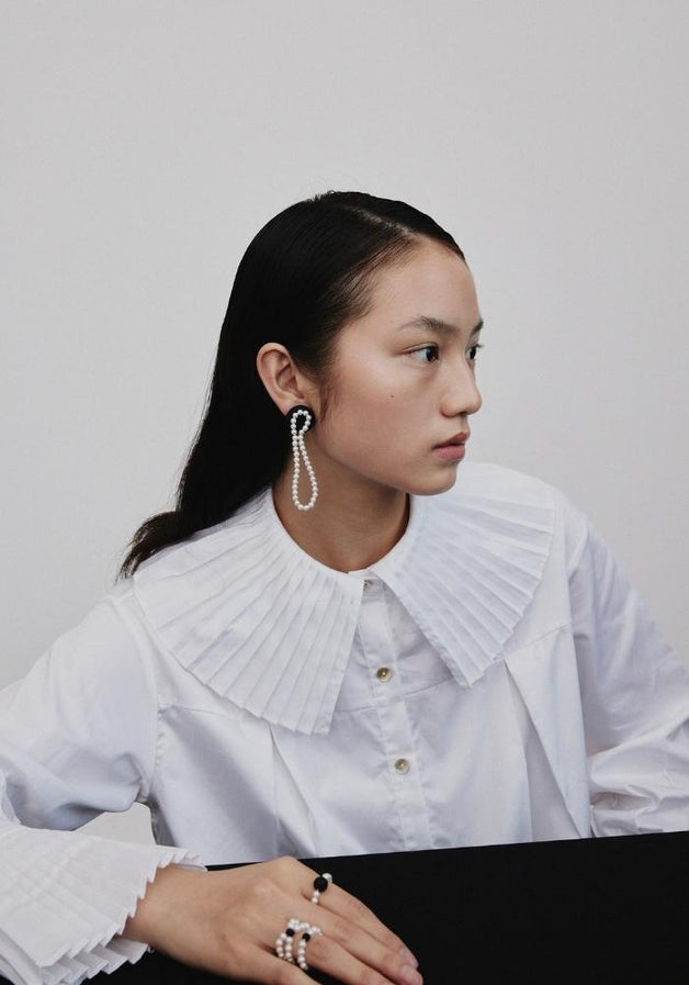 Ink Stone Pearl Drop Earrings