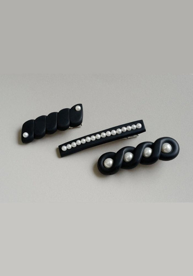 Ink Stone Pearl Hair Clips