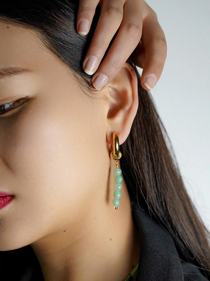 Mismatched Jade Hoop Earrings