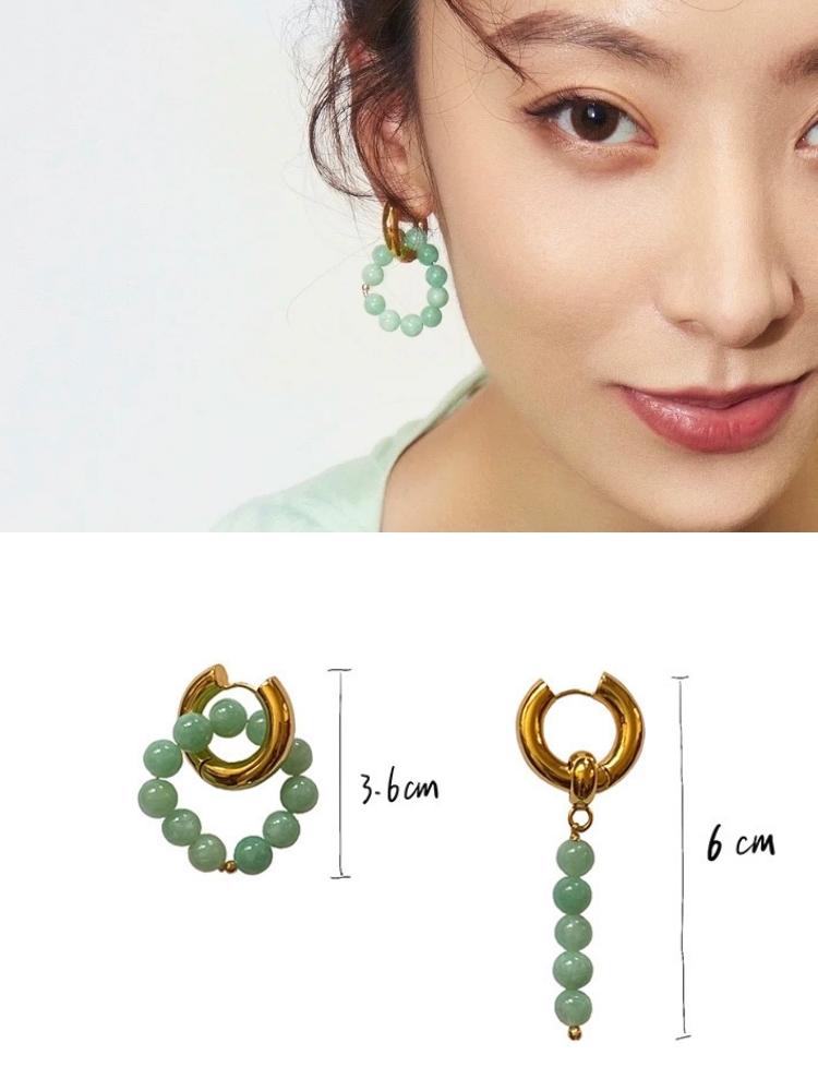 Mismatched Jade Hoop Earrings