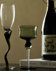 Dark Green Vintage Champagne Glass
