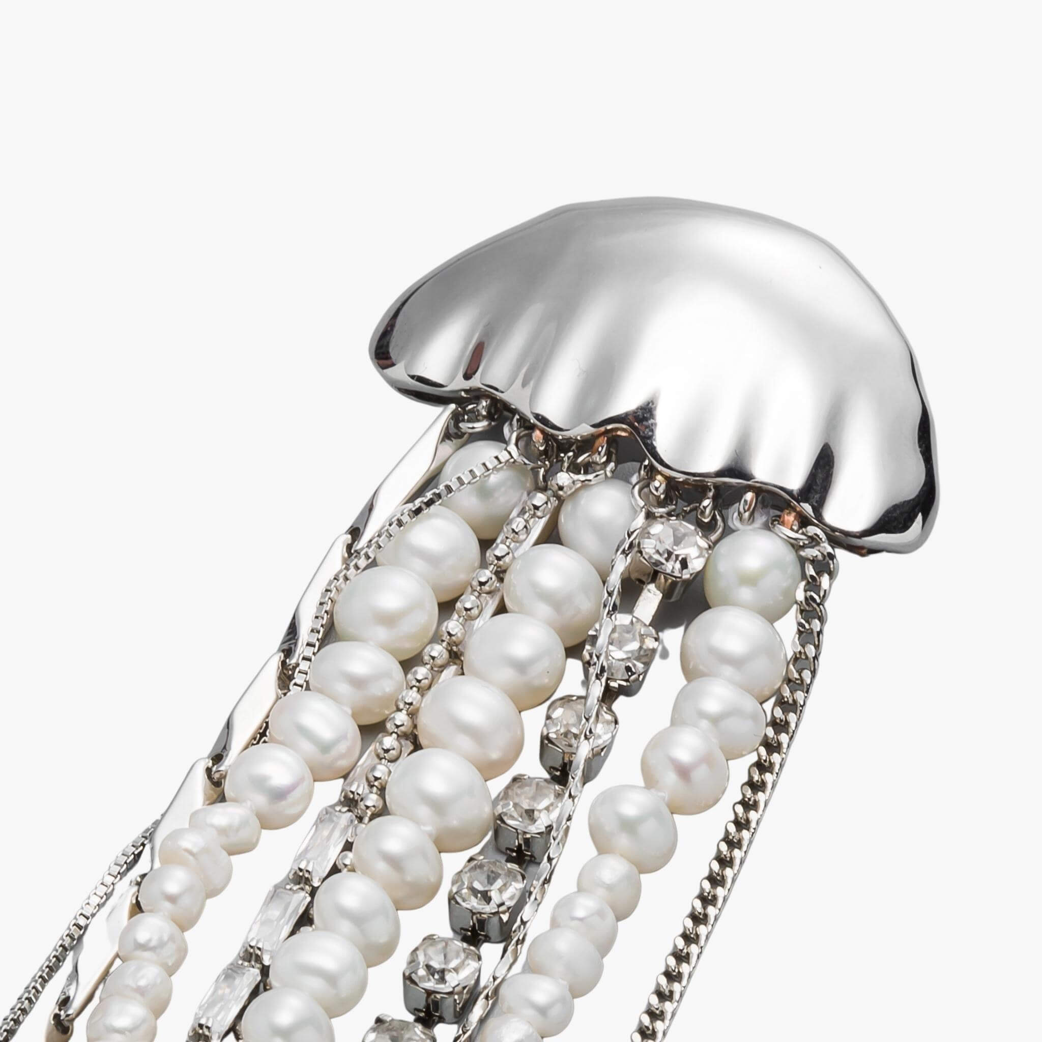 Cultured Baroque Pearl Jellyfish Tassel Brooch