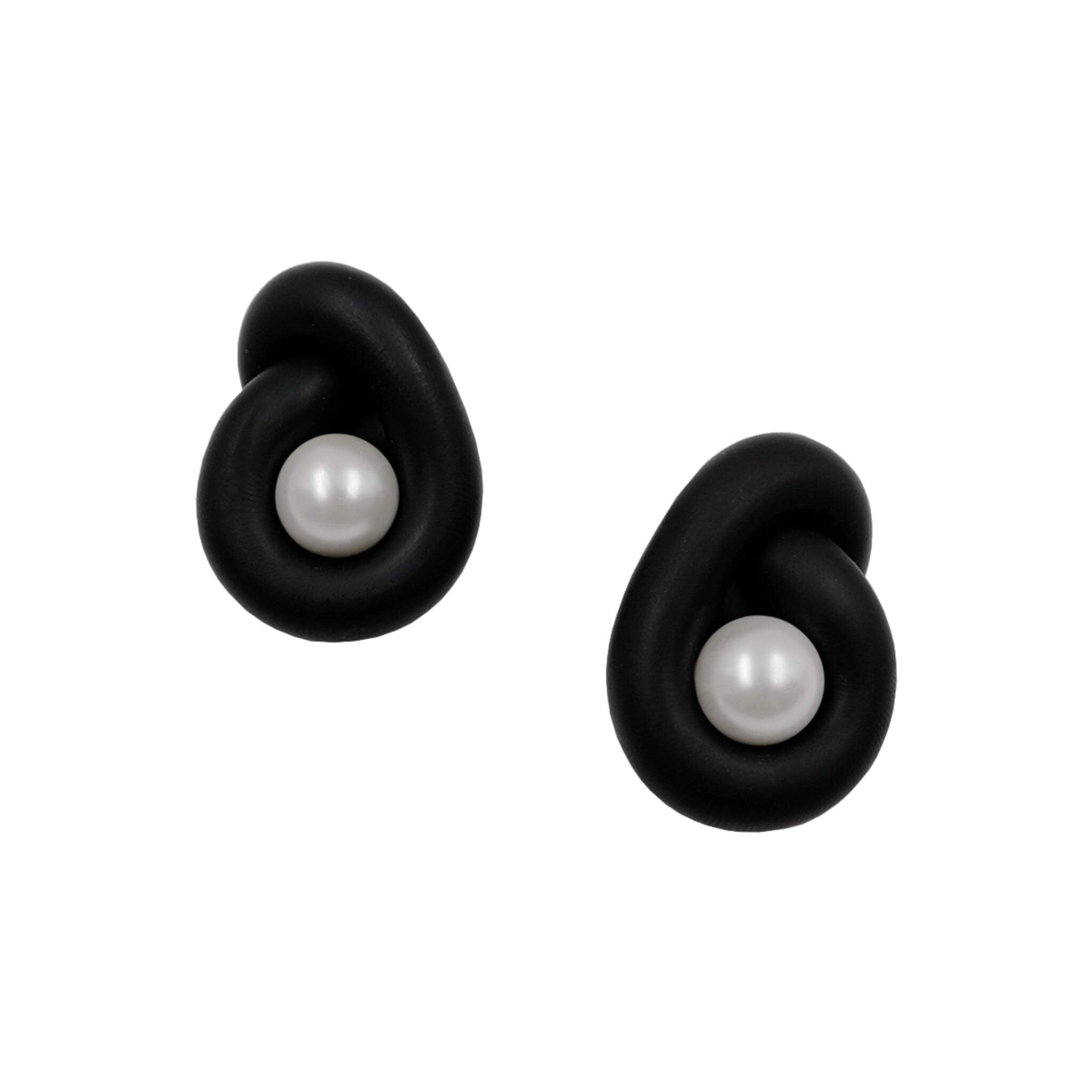 Ink Stone Pearl Earrings
