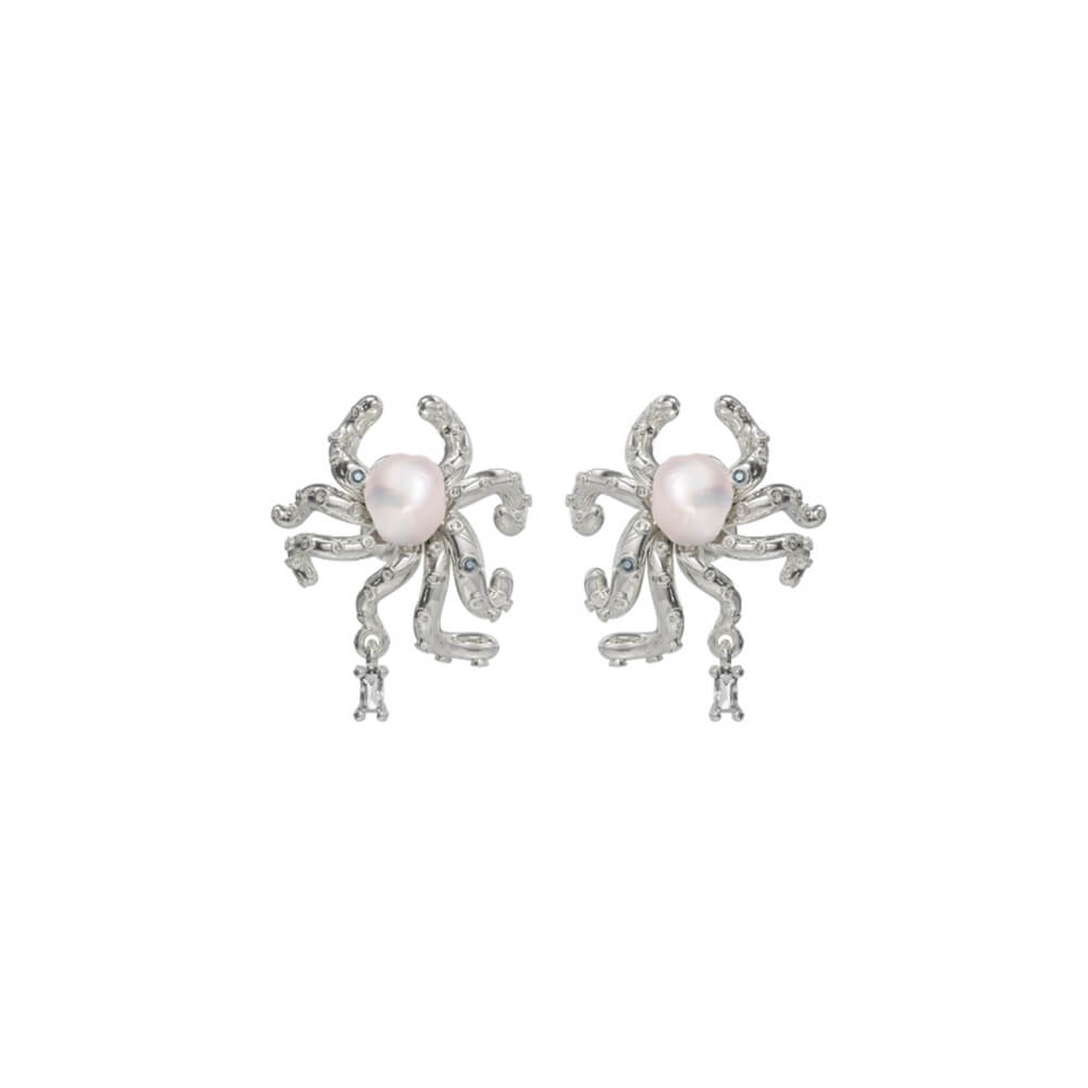 Small Octopus Baroque Pearl Stud Earrings